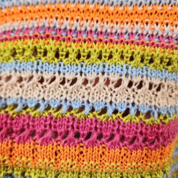 Grace + Karma colorful button front crochet sweater tank top woman's size medium - Picture 6 of 7
